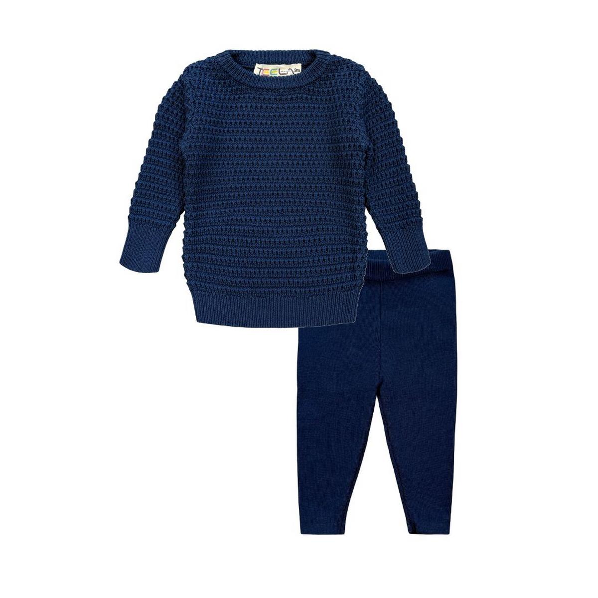 Off Navy Weave Baby Set