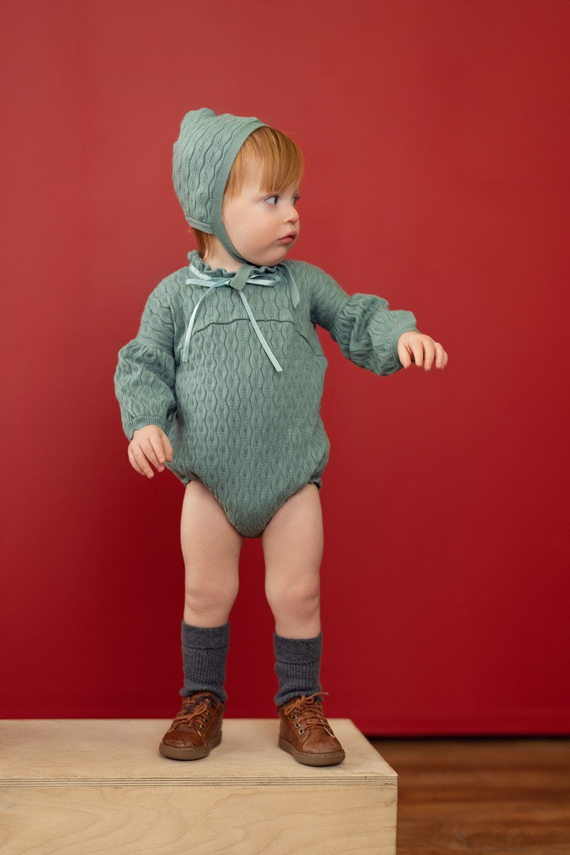 slate Pointelle Romper