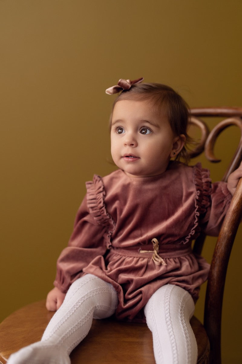 Rose velvet Ruffle Romper
