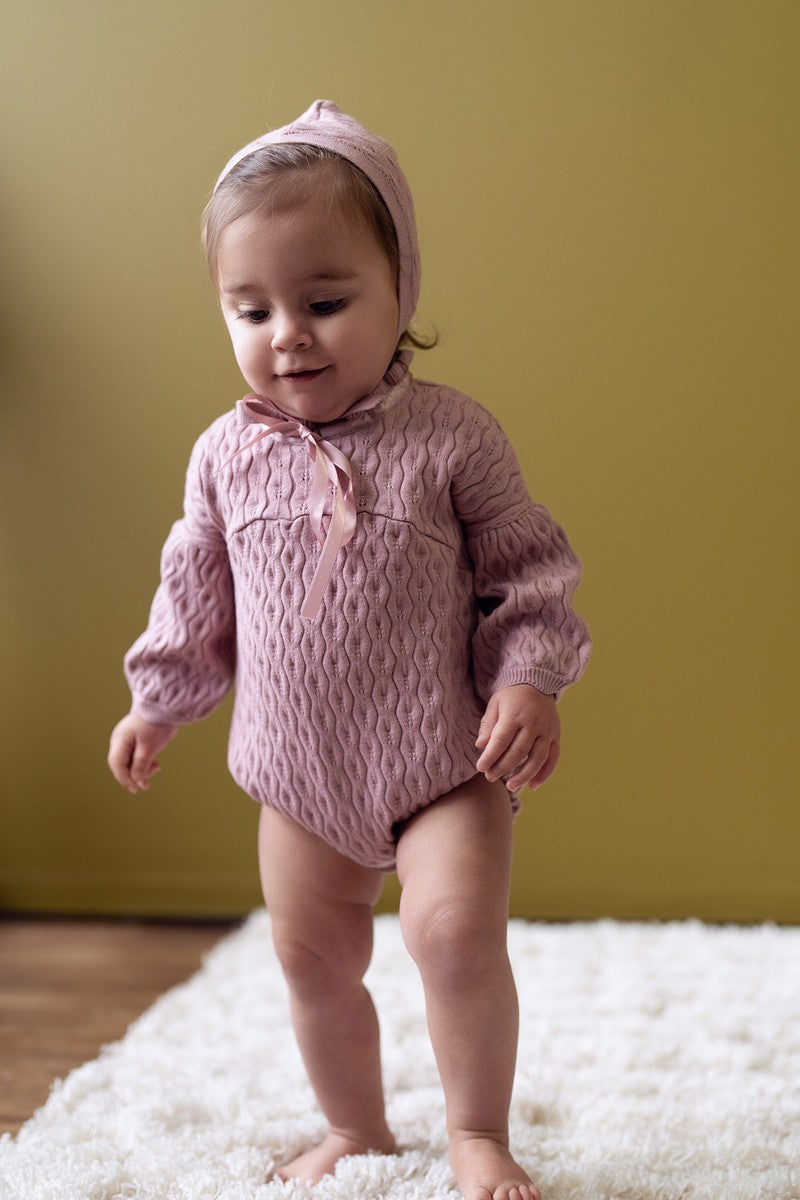mauve Pointelle Romper