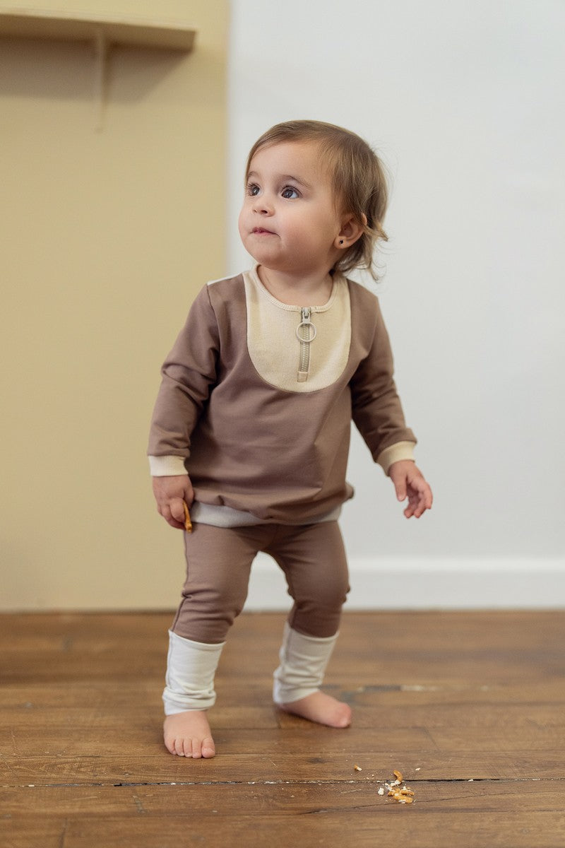 Taupe Colorblock Zip Set