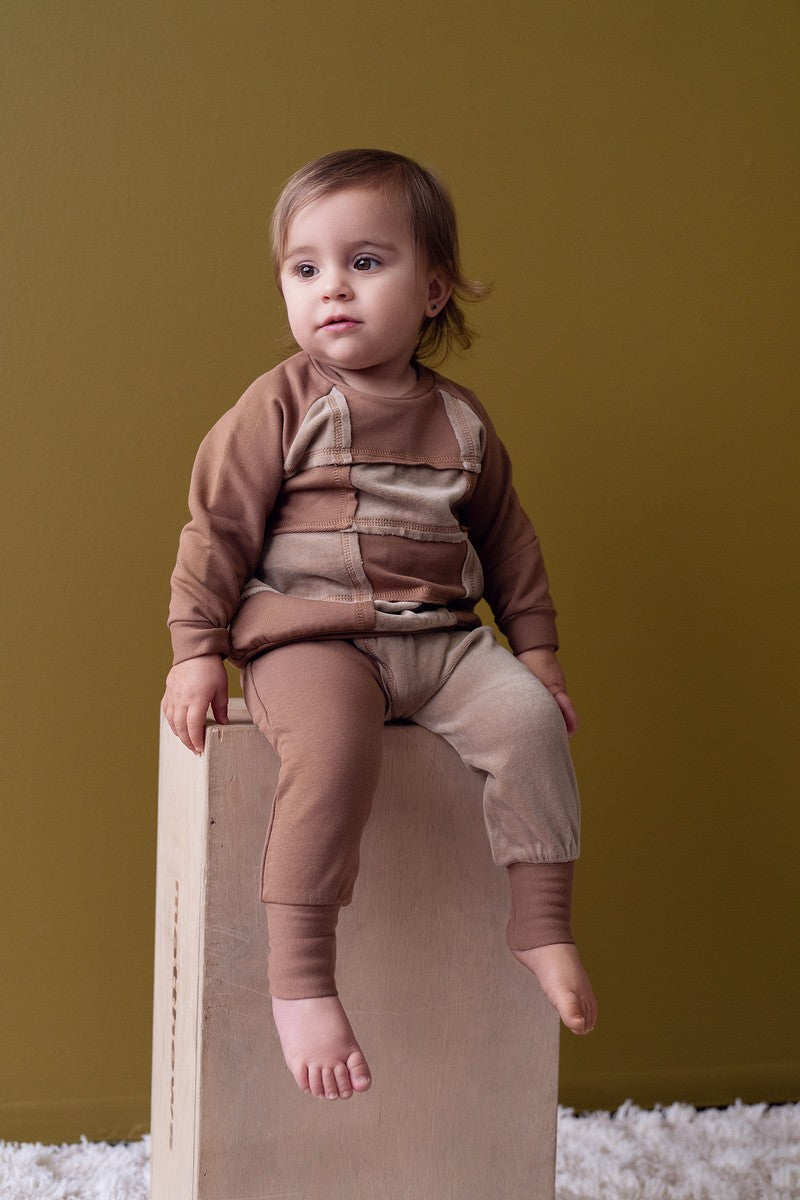 Desert Taupe Velour Patchwork Set