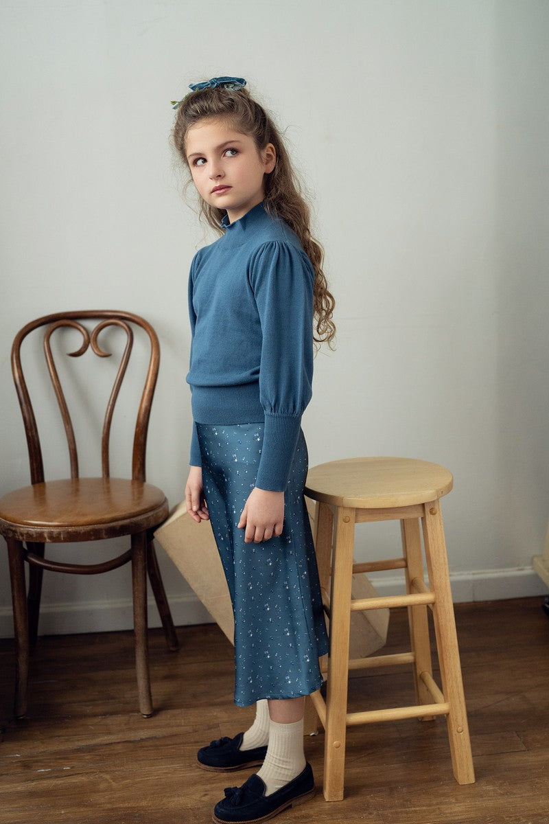 Blue Puff Sleeve Sweater