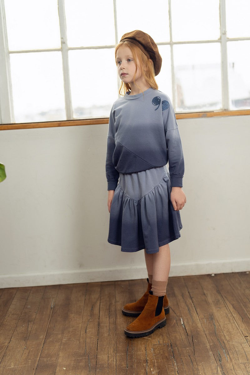 Blue Ombre Print V Skirt
