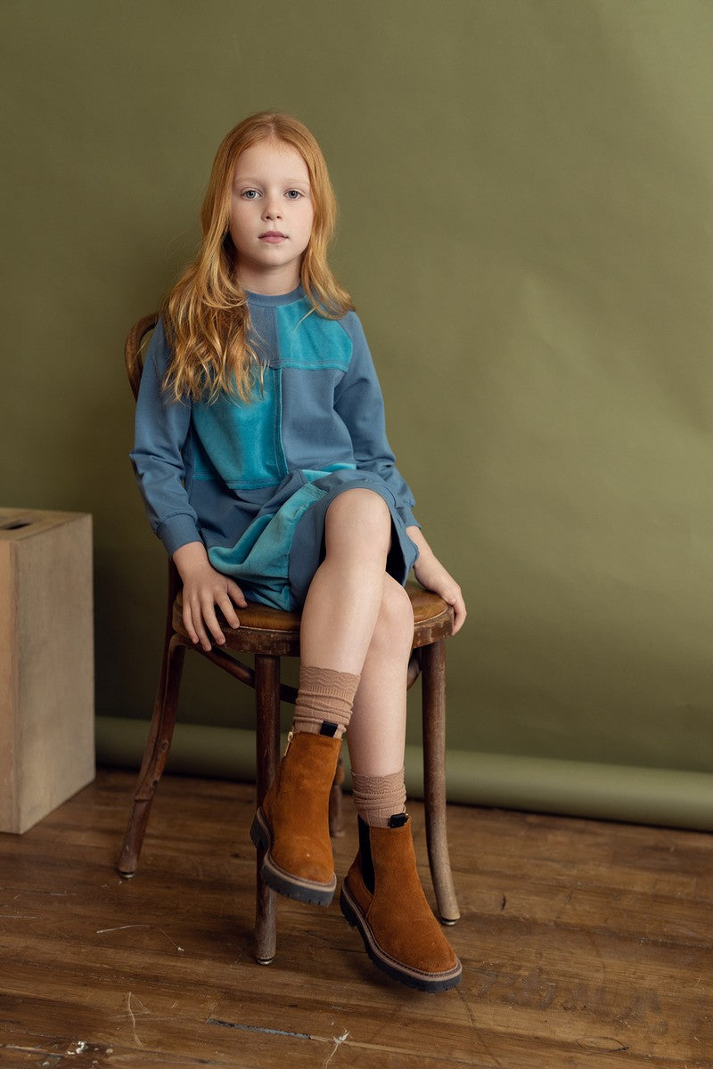 Bluestone Velour Patchwork Dress