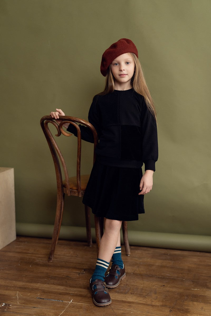 Black Velour Patchwork Top