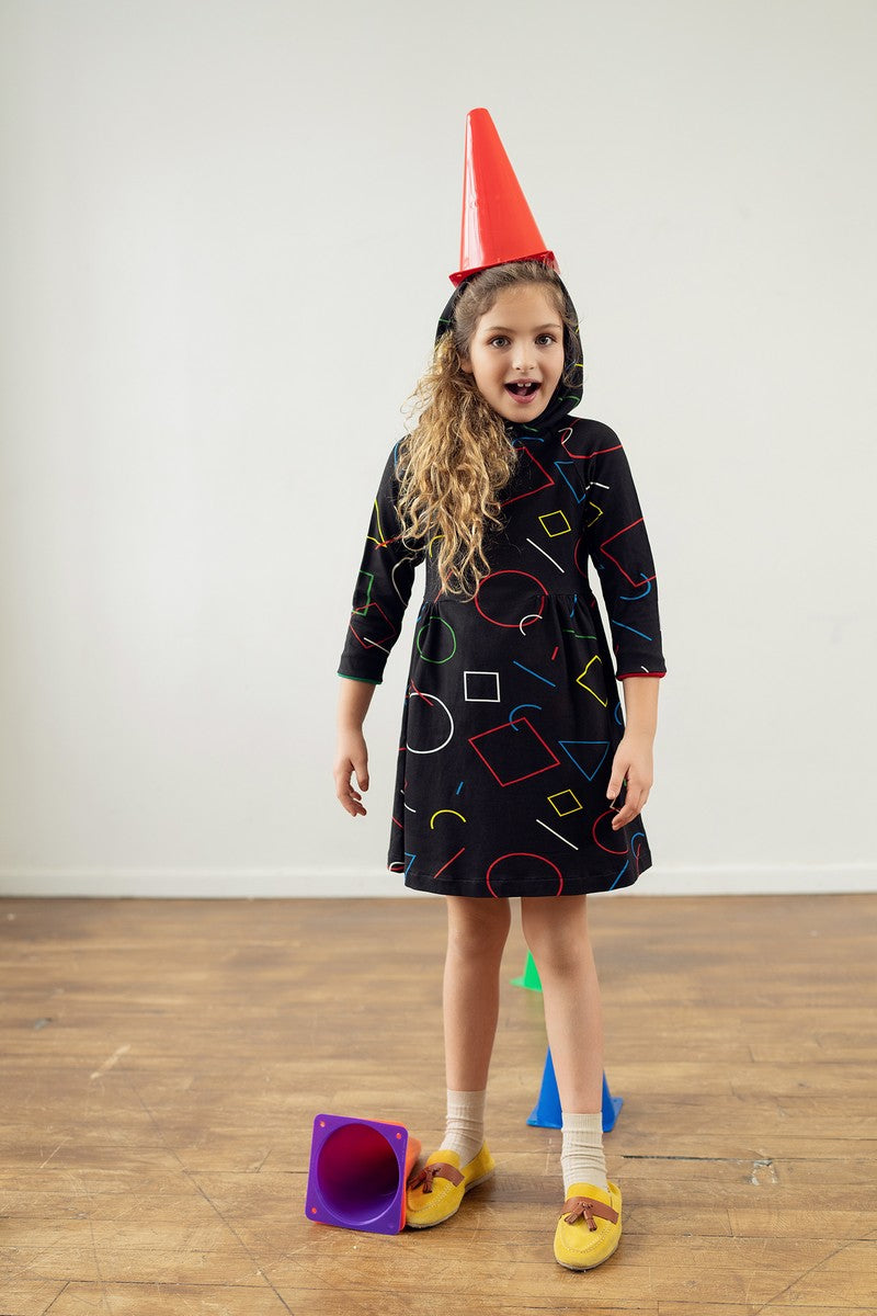 Shapes Cinched Hoodie Dress