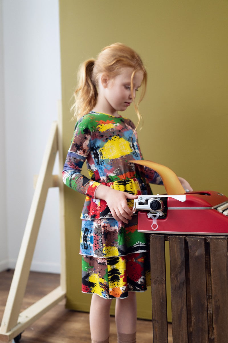 Splatter Tiered Ruffle Dress