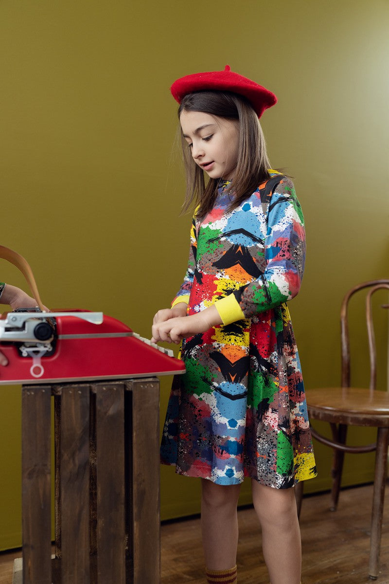 Splatter Cinched Hoodie Dress