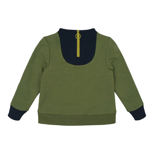 Olive Colorblock Zip Top