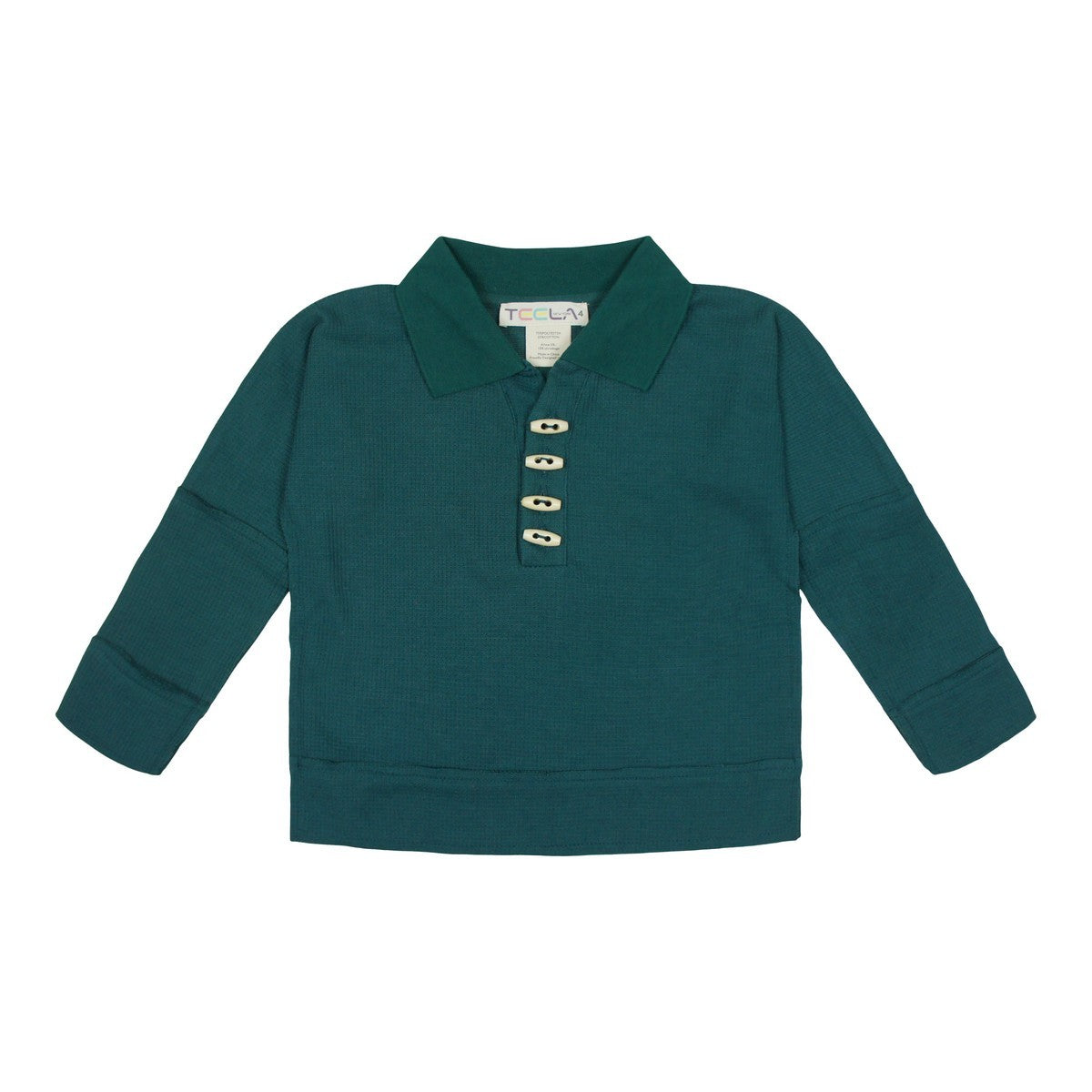 Deep Teal Waffle Polo Top