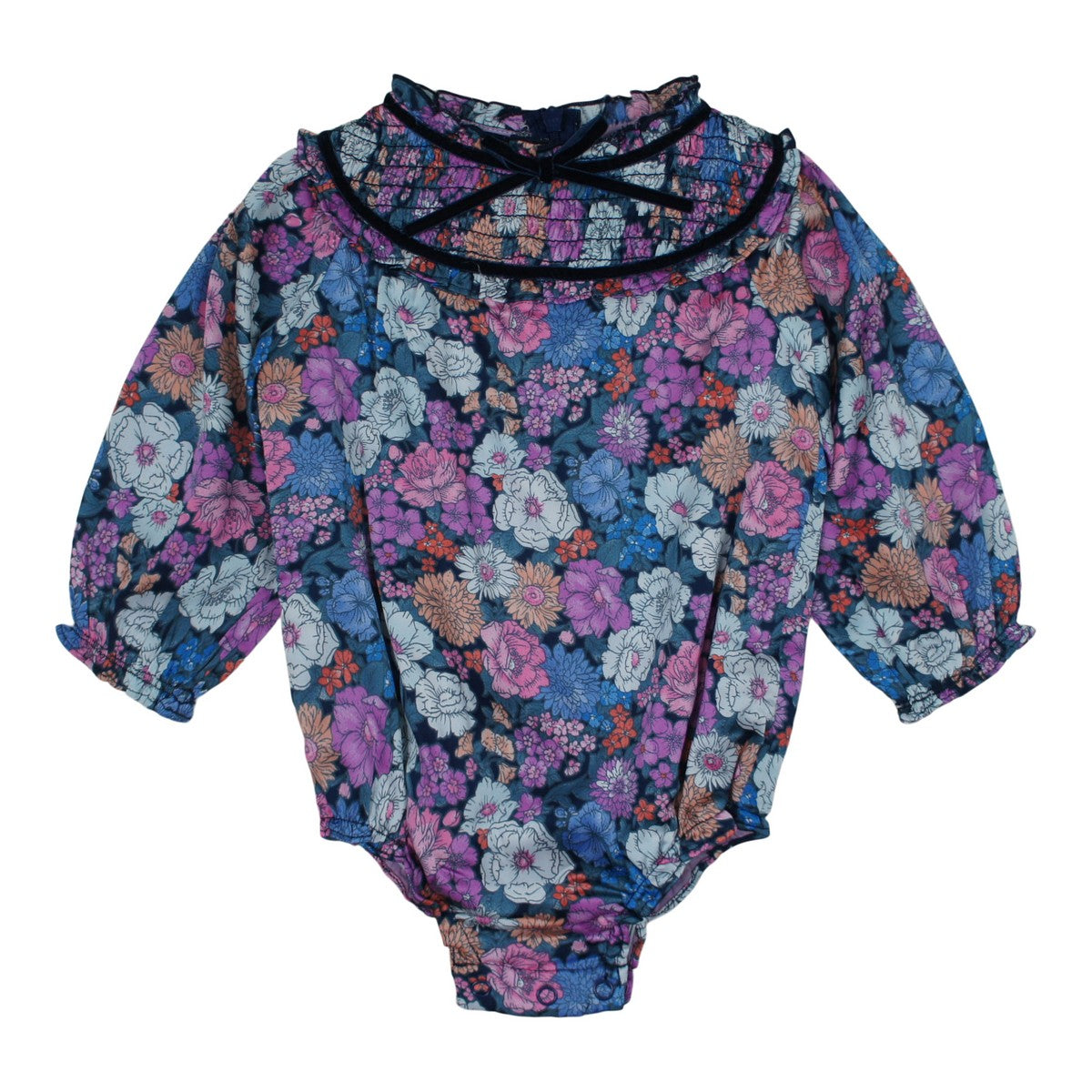 Large Floral Print Smocked Yoke Romper