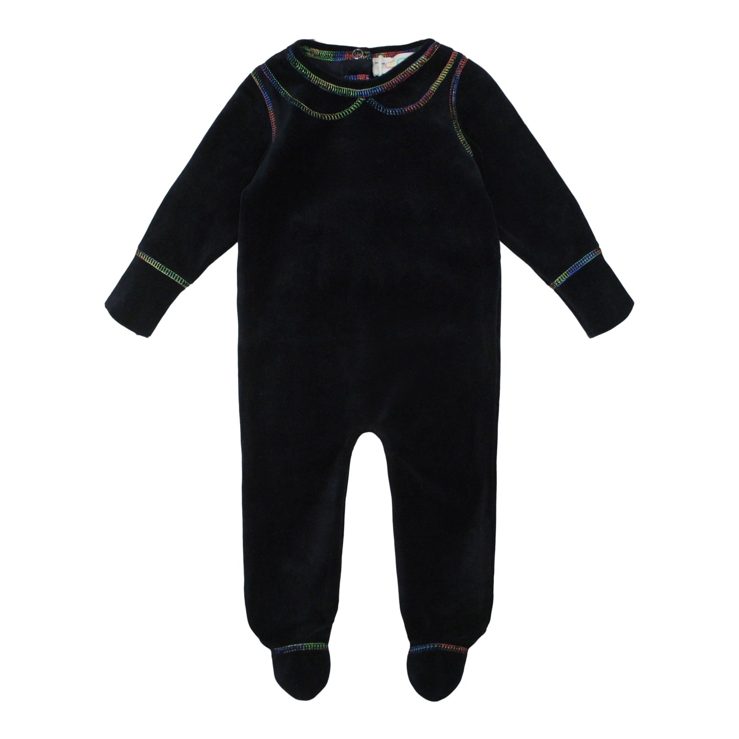 Black zig zag stitch footie