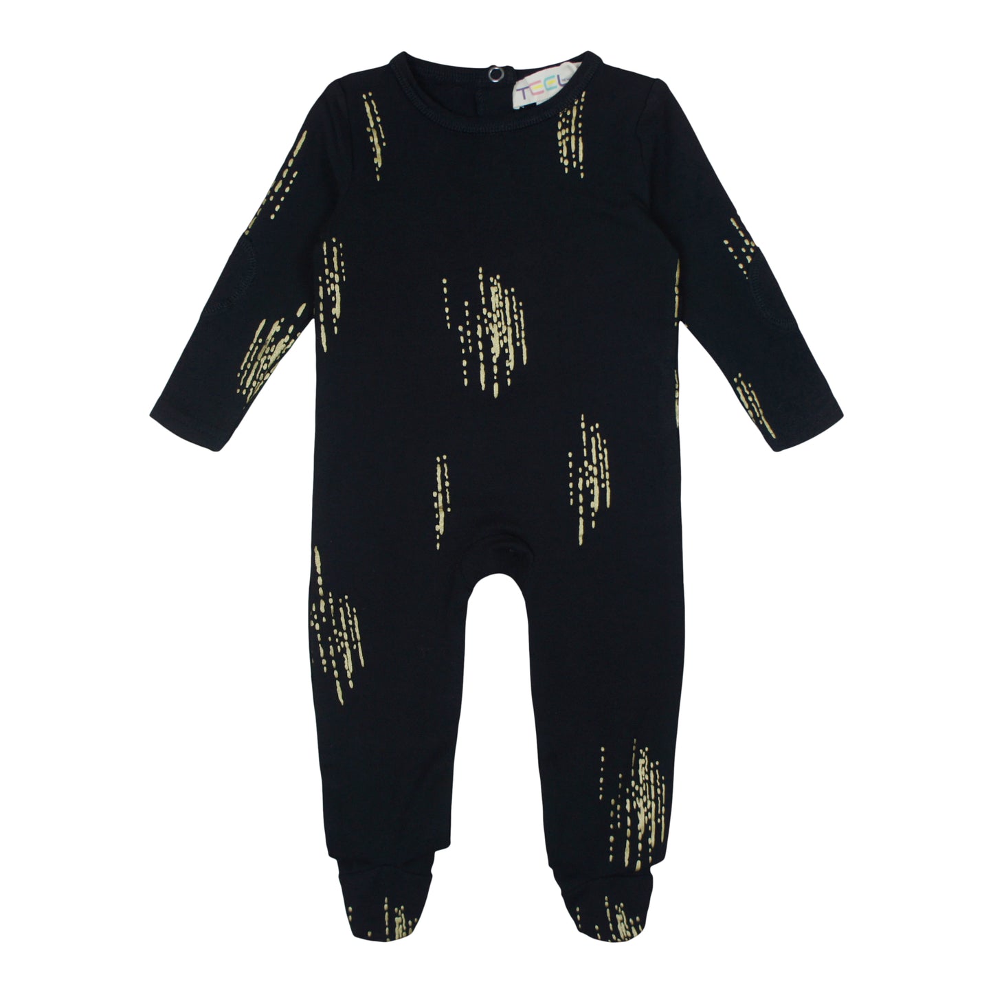 Black Metallic Print Footie