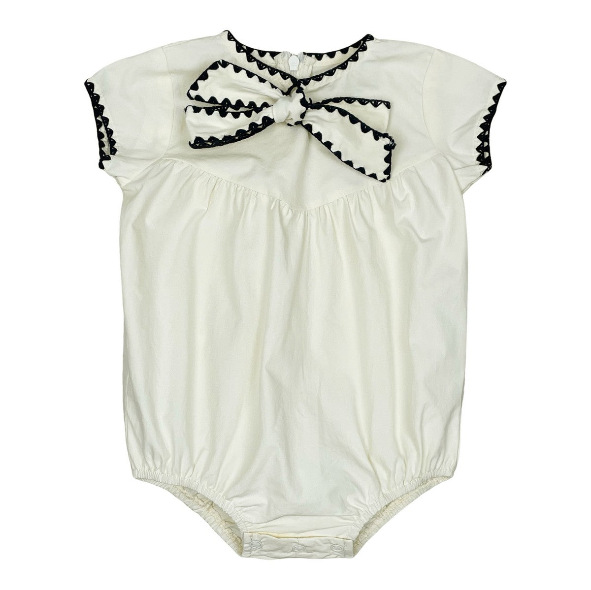 Ivory Stitch Bow Romper