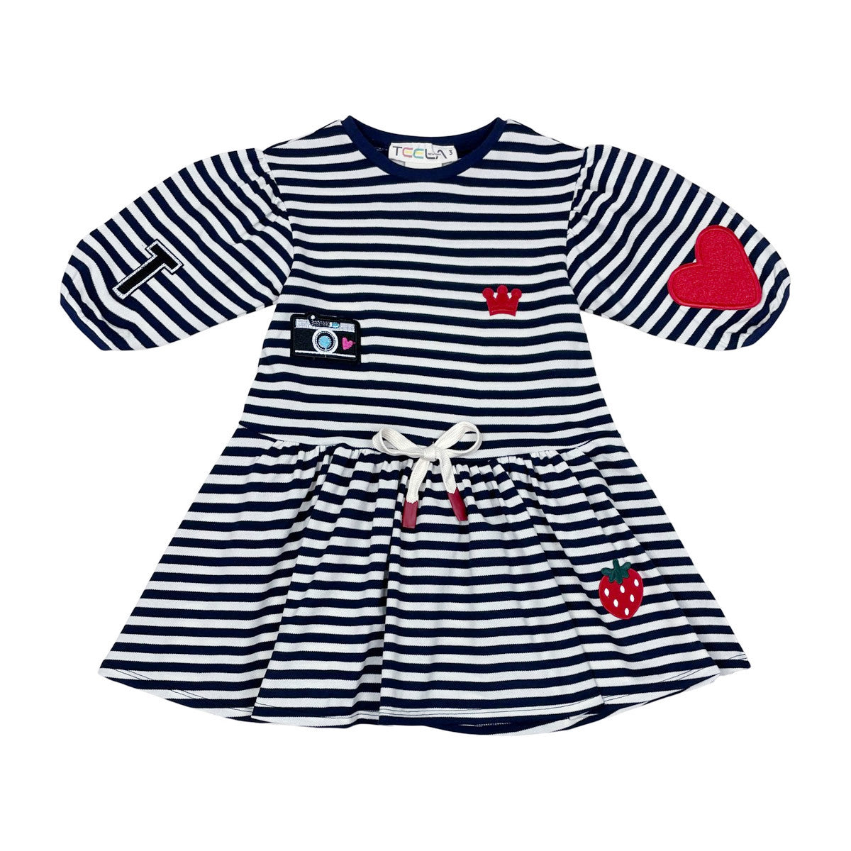 Navy Stripe Applique Dress