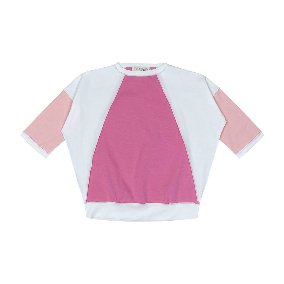 Pink Colorblock Girls Top