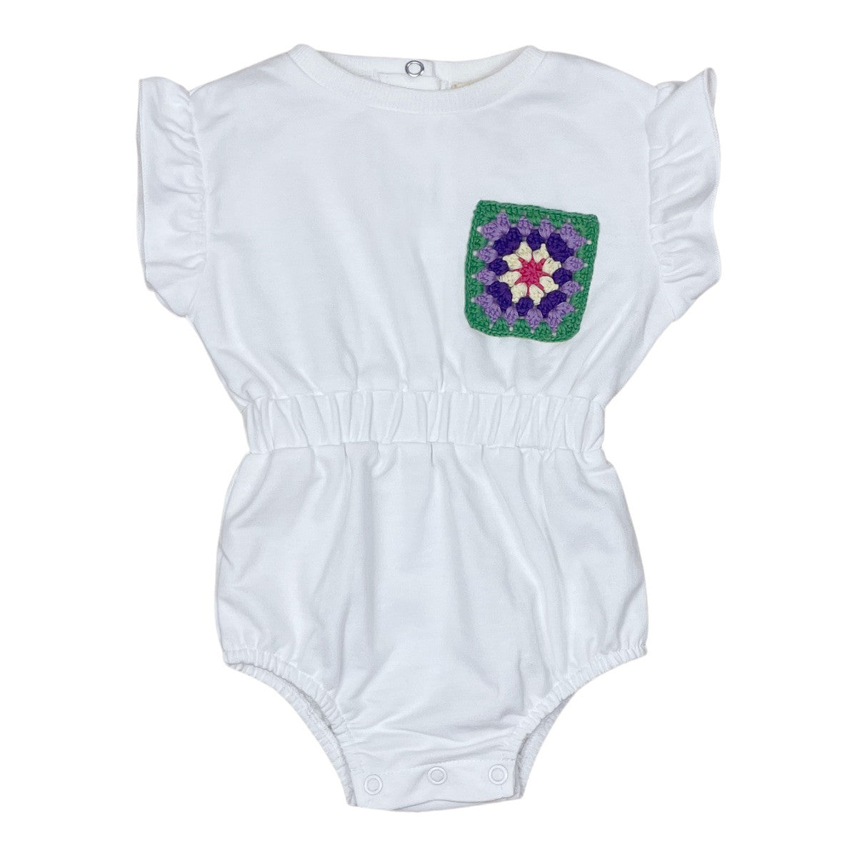White Crochet Baby Romper