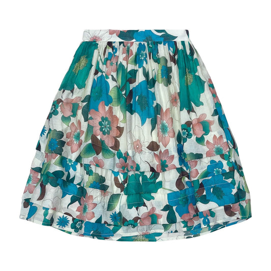 Teal Floral Square Skirt