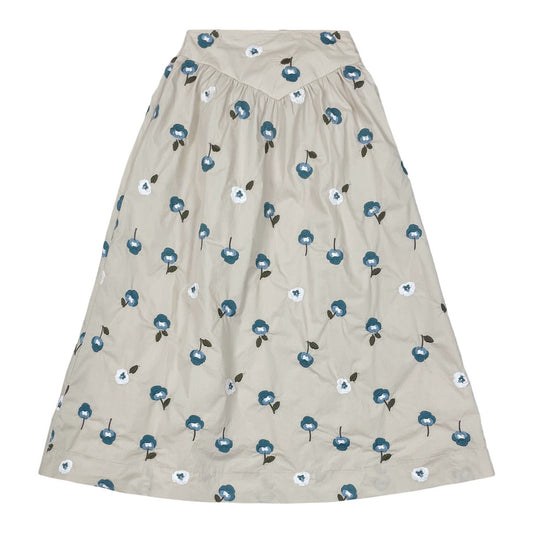 Beige Embroidered Maxi Skirt