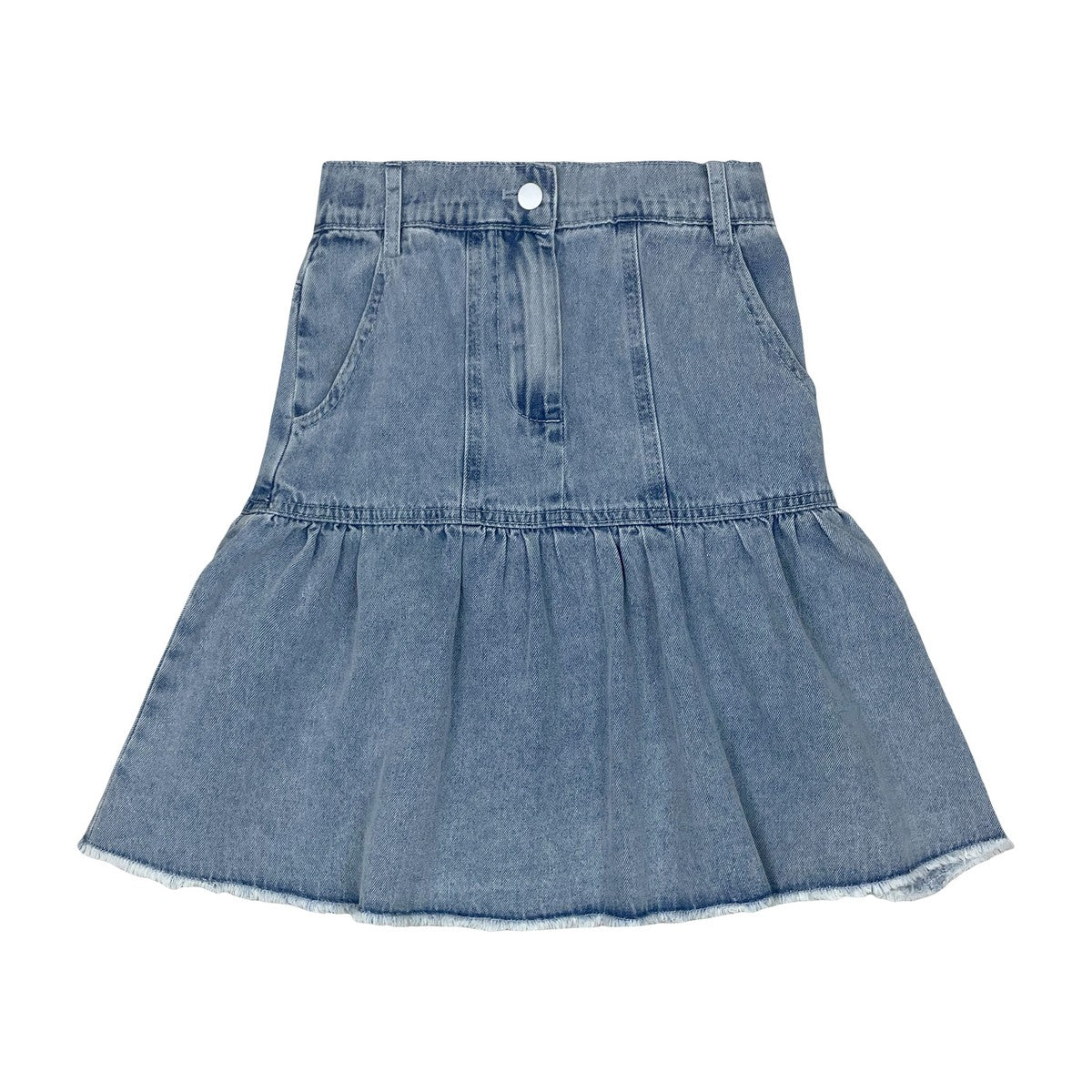 Chambray Contrast Denim Skirt