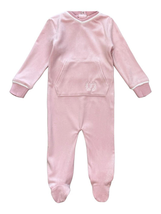 Rose Velour Footie