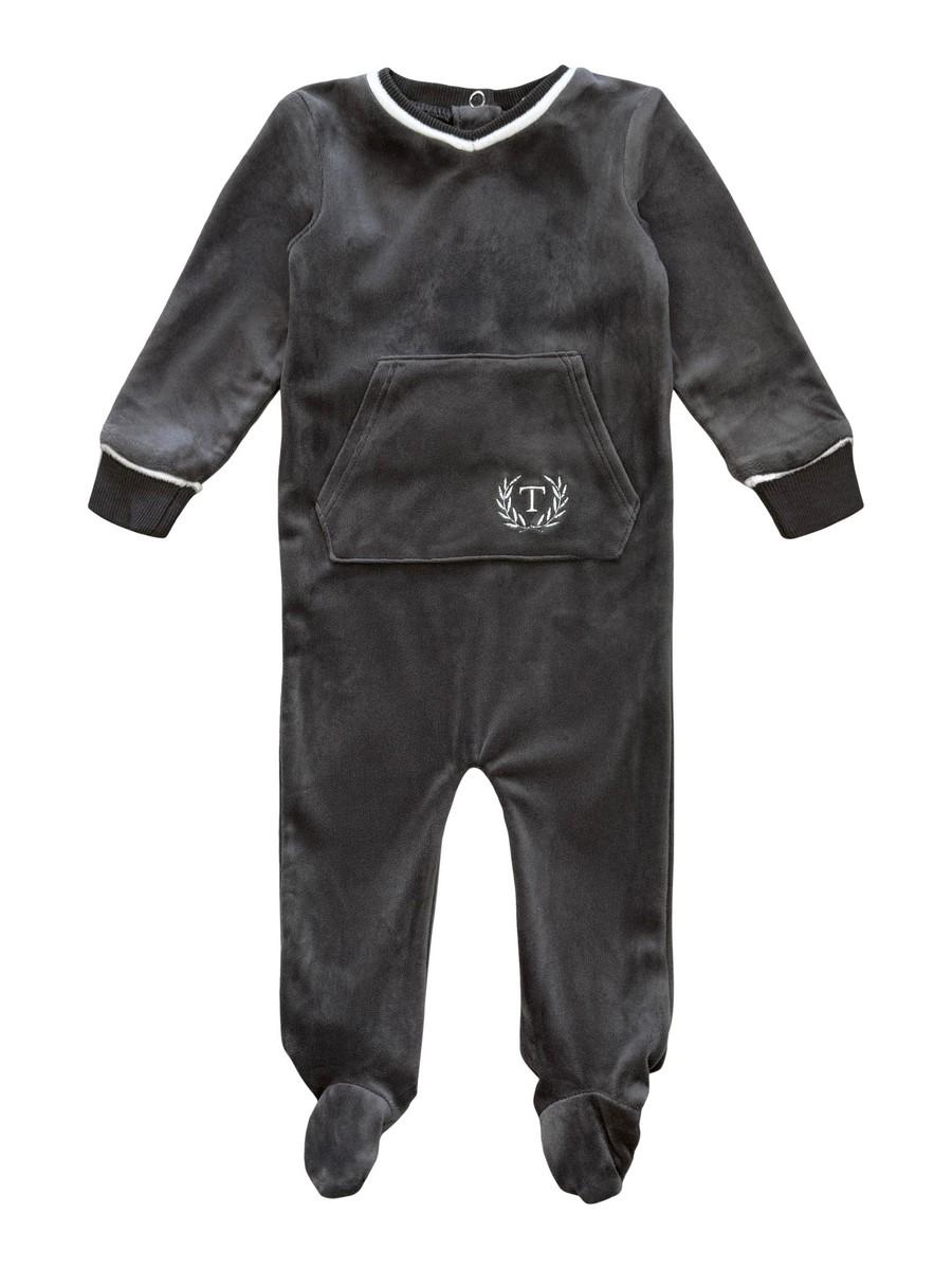 Grey Velour Footie