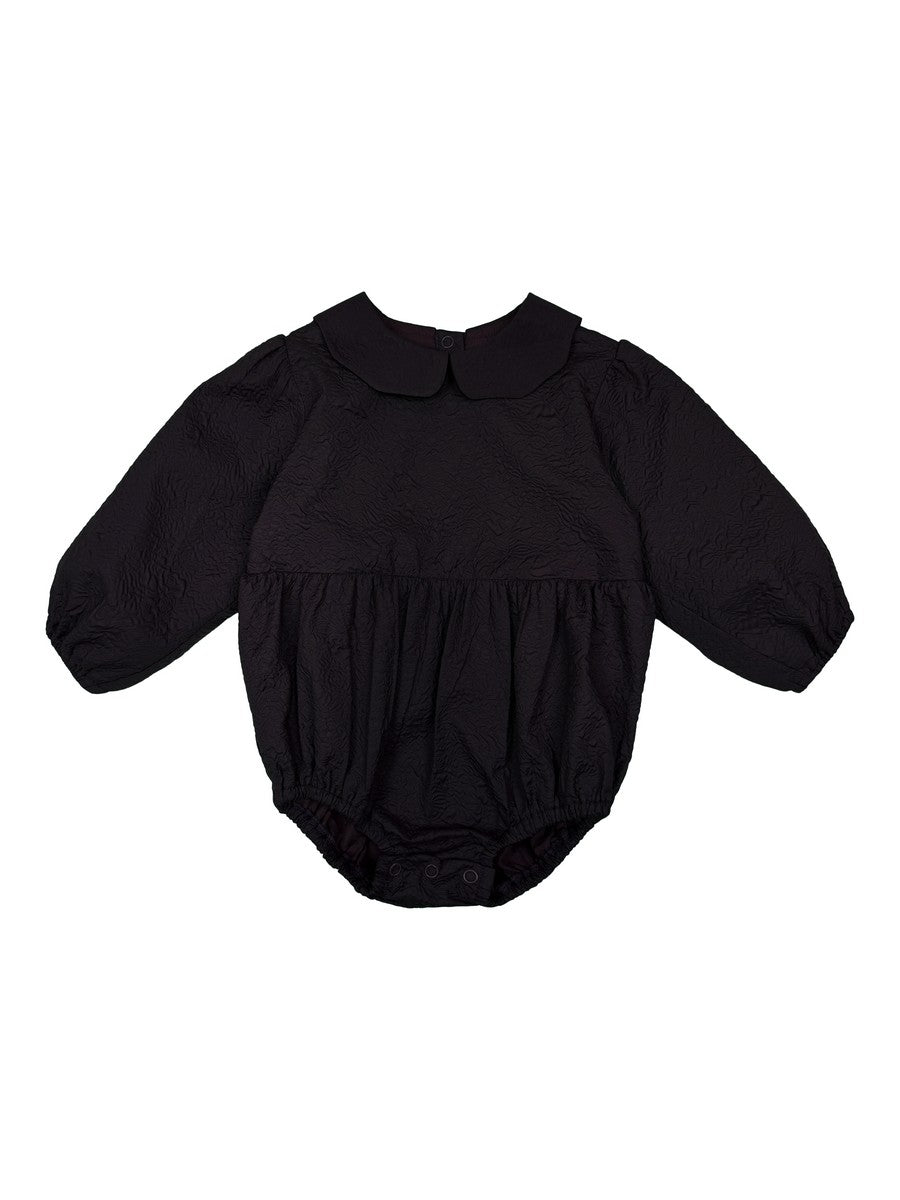 Black Brocade Romper