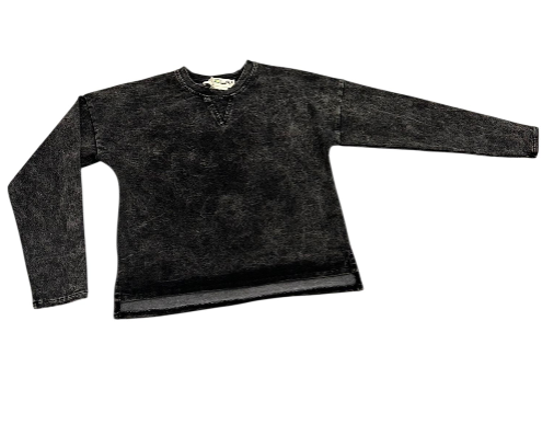 Black Mineral Wash Girls Top