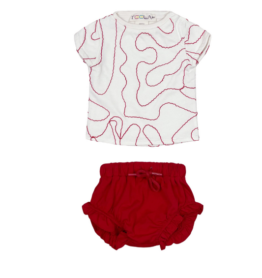 Red Embroidery Baby Set