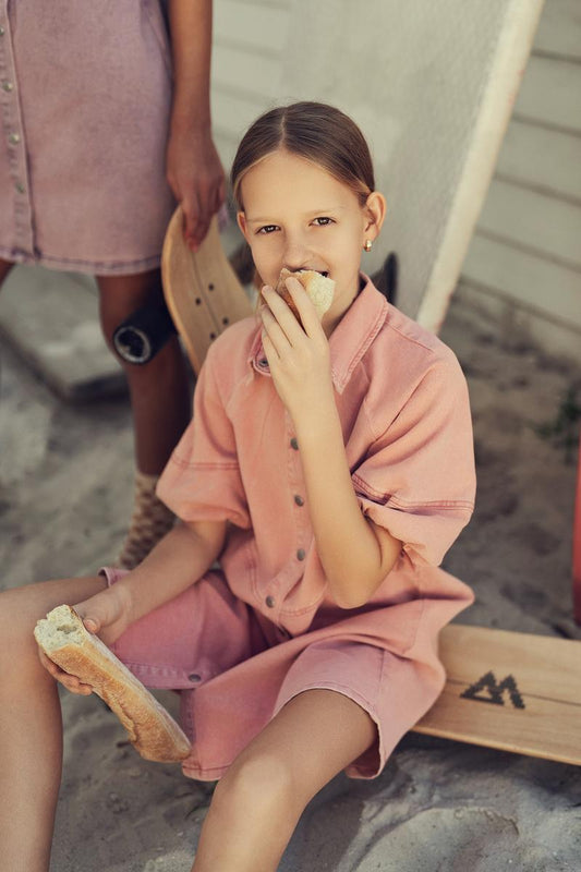 Pink Colored Denim Dress