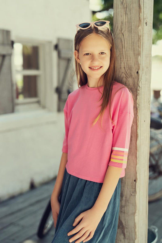 Rose Varsity Girls Top