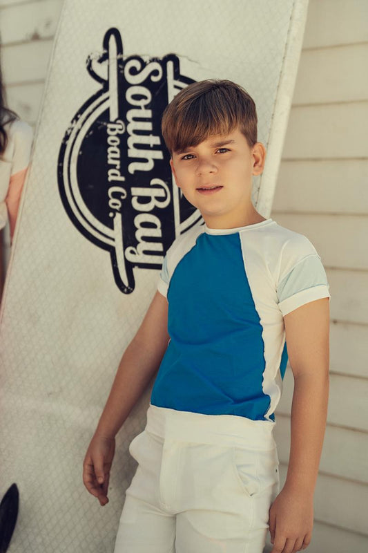 Blue Colorblock Boys Top