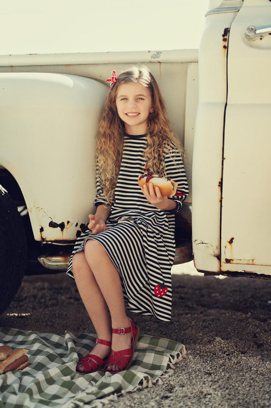 Navy Stripe Applique Dress