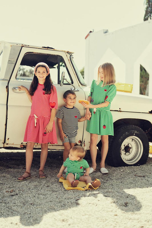 Green Stripe Applique Dress