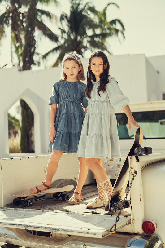 Chambray Tiered Denim Dress