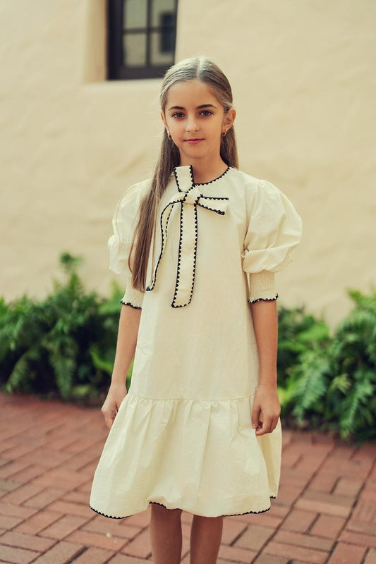 Ivory Stitch Bow Dress