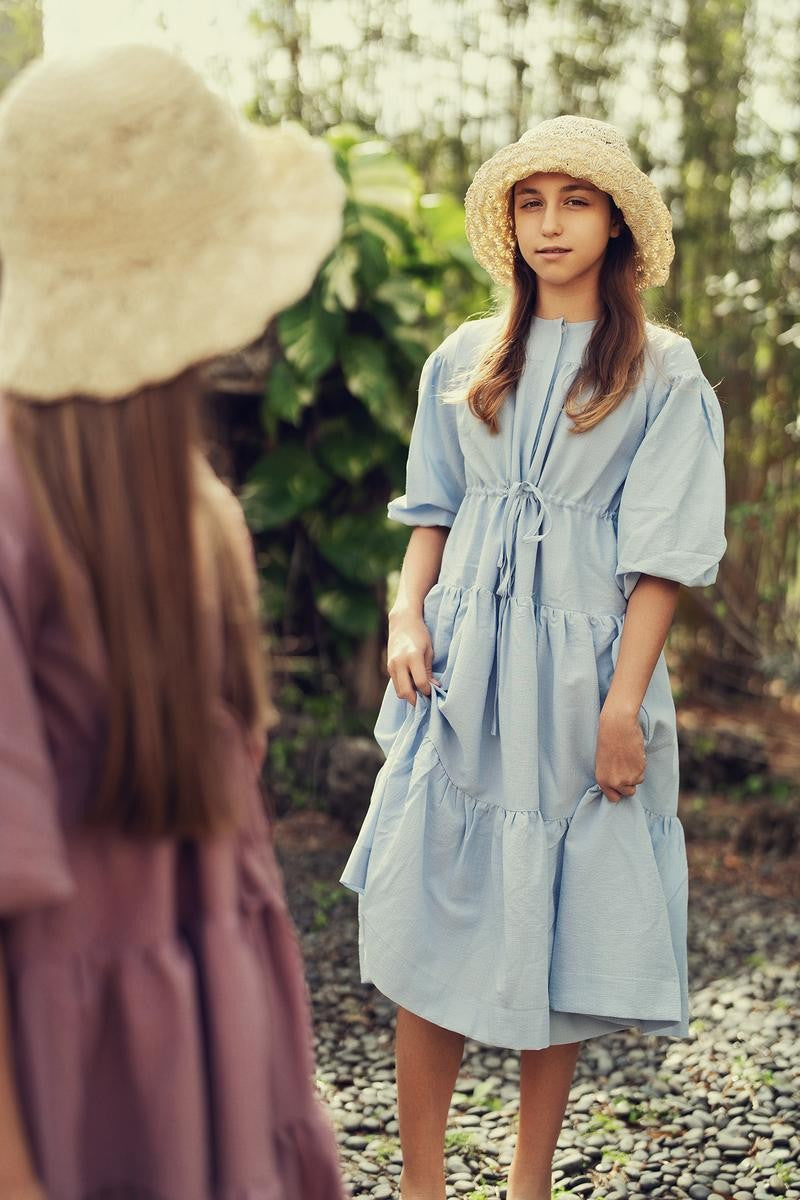 Blue Crinkle Layer Dress