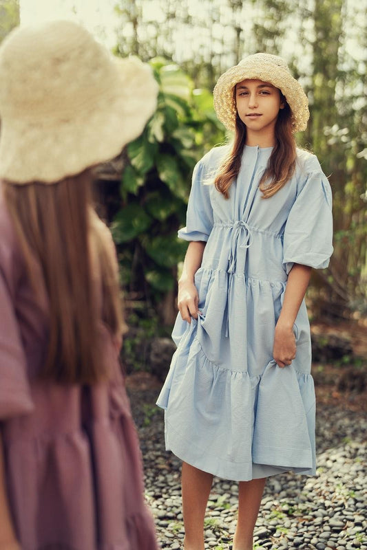 Blue Crinkle Layer Dress