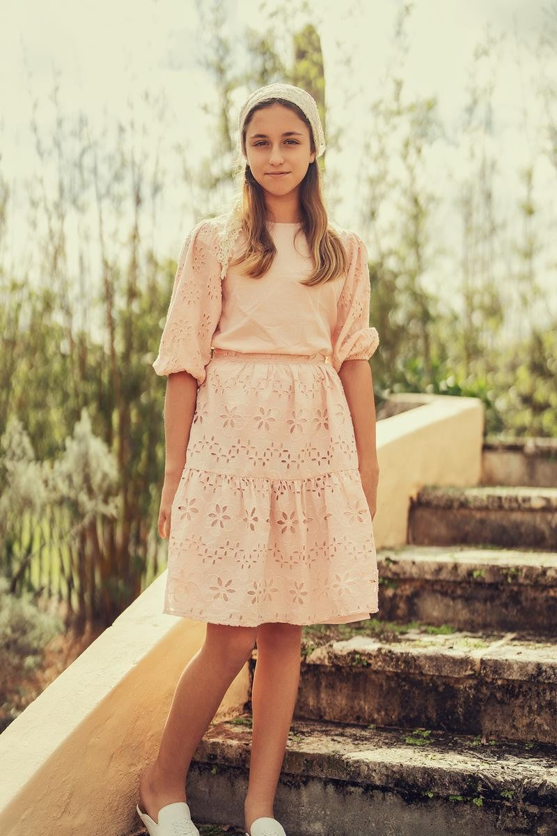 Coral Eyelet Teen Set
