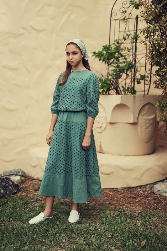 Teal Lazer Cut Teen Set