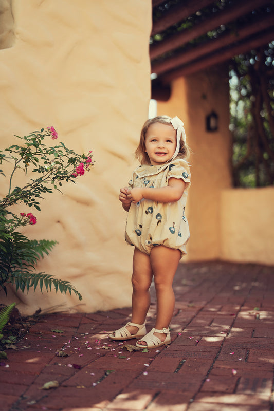 Beige Embroidered Romper