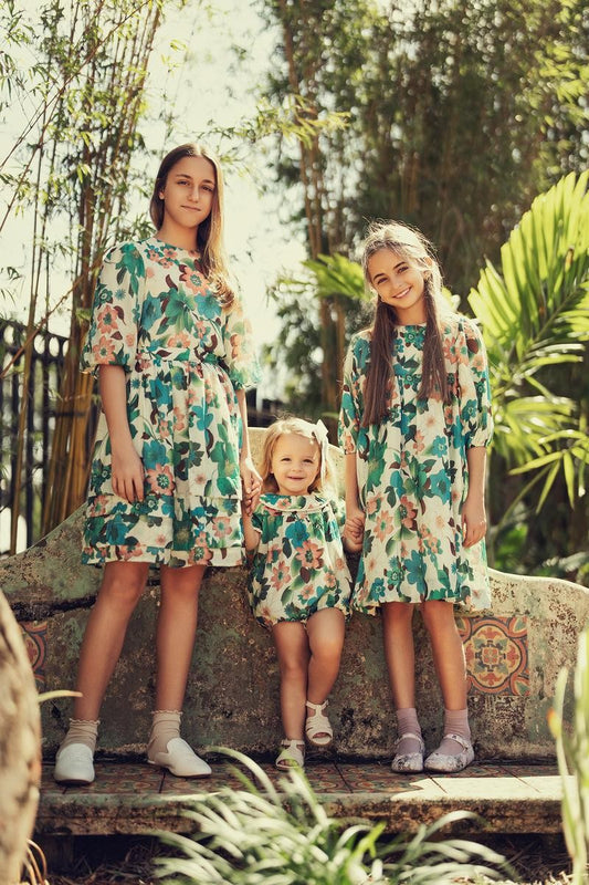 Teal Floral Square Skirt