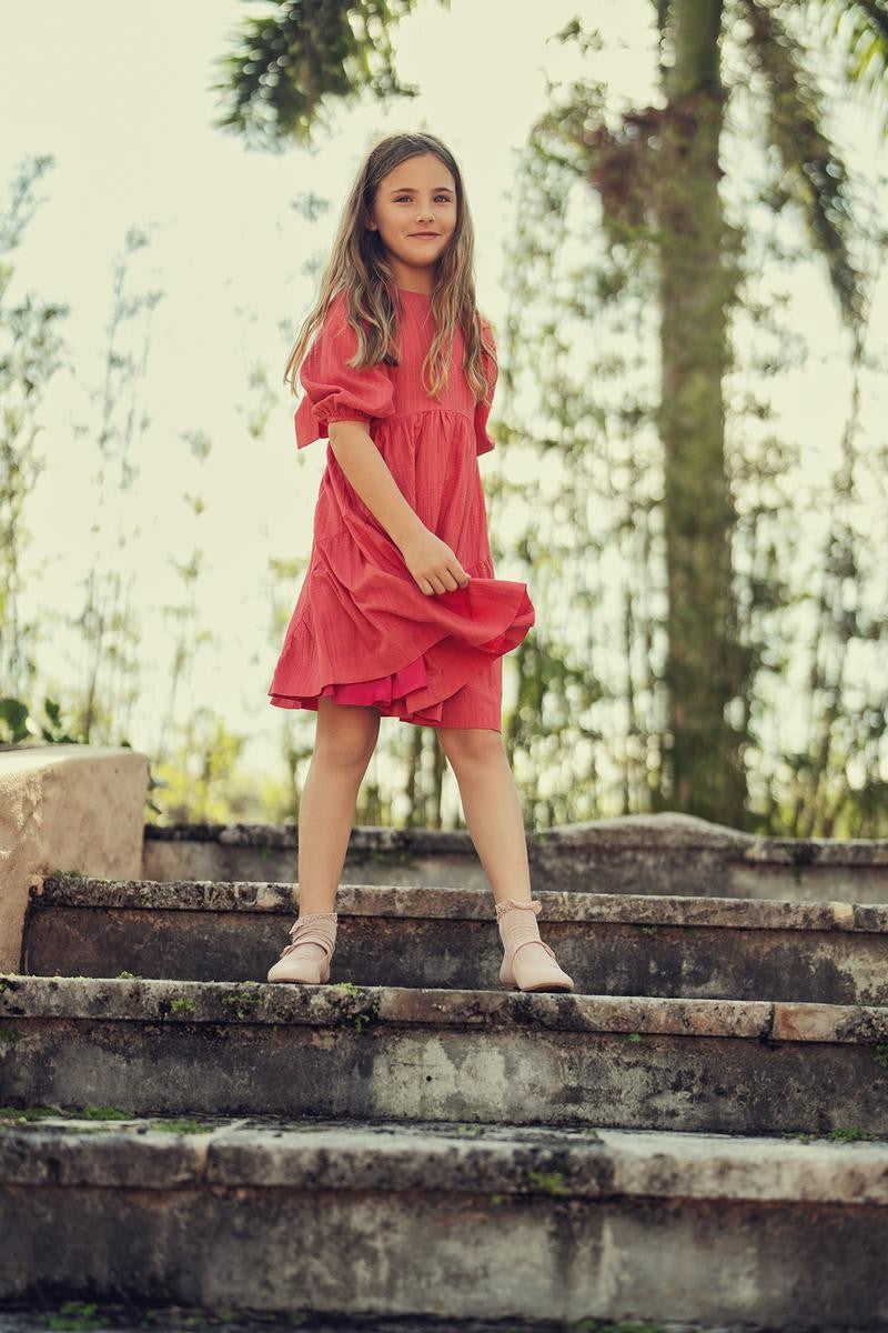 Cherry Textured Bow Dress