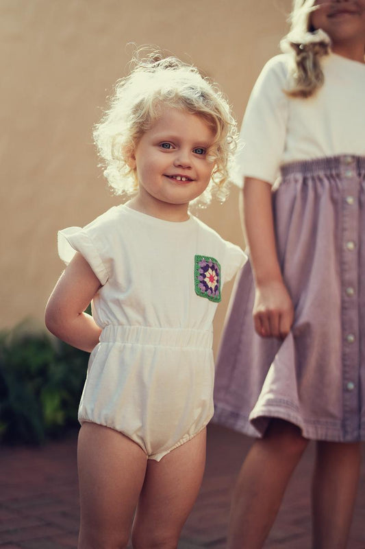 White Crochet Baby Romper