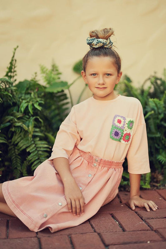 Pink Colored Denim Skirt