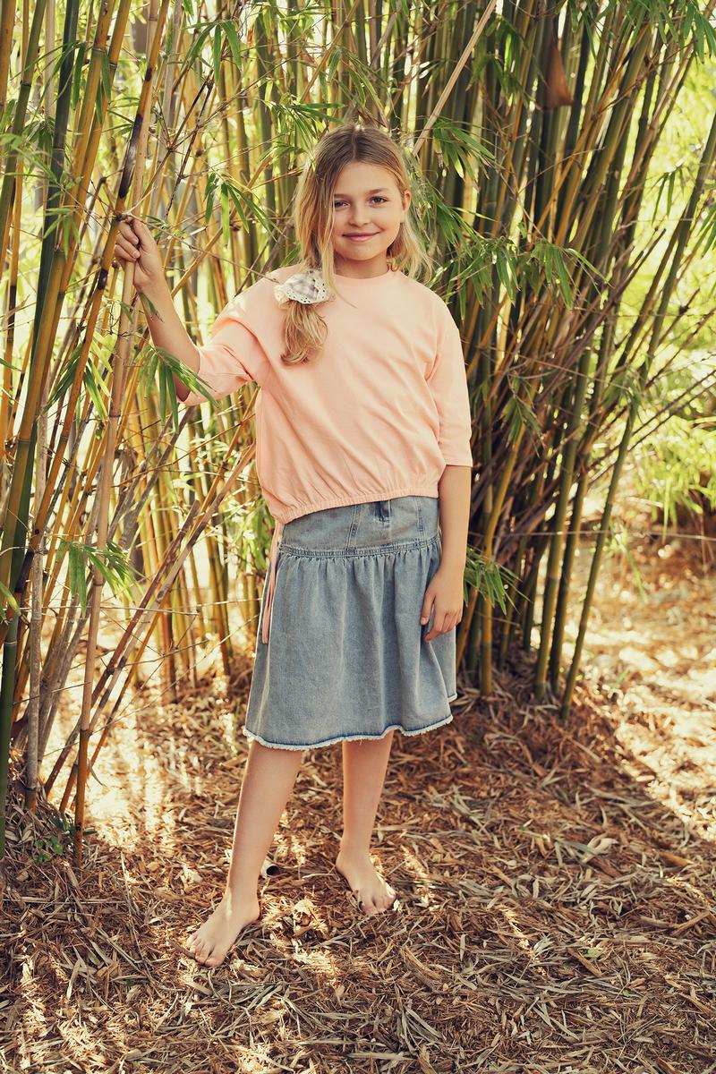 Chambray Contrast Denim Skirt