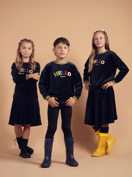 Black Unisex Velour Top