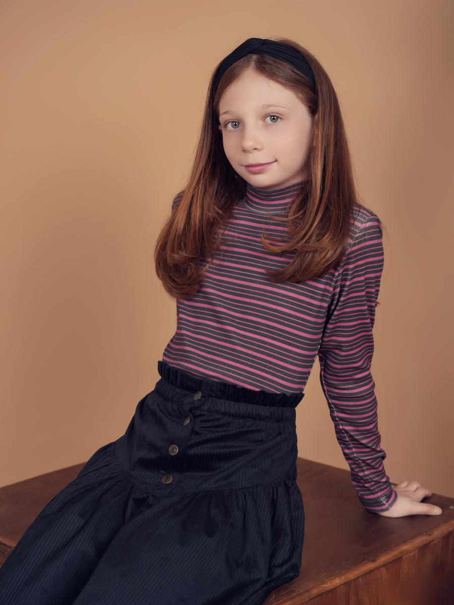 Pink Stripe Mock Neck