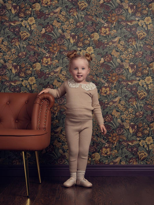 Beige Lace Baby Girl Knit